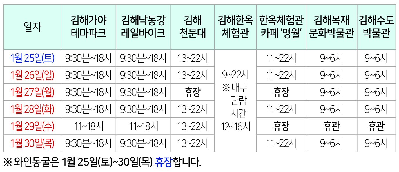 설연휴운영일정