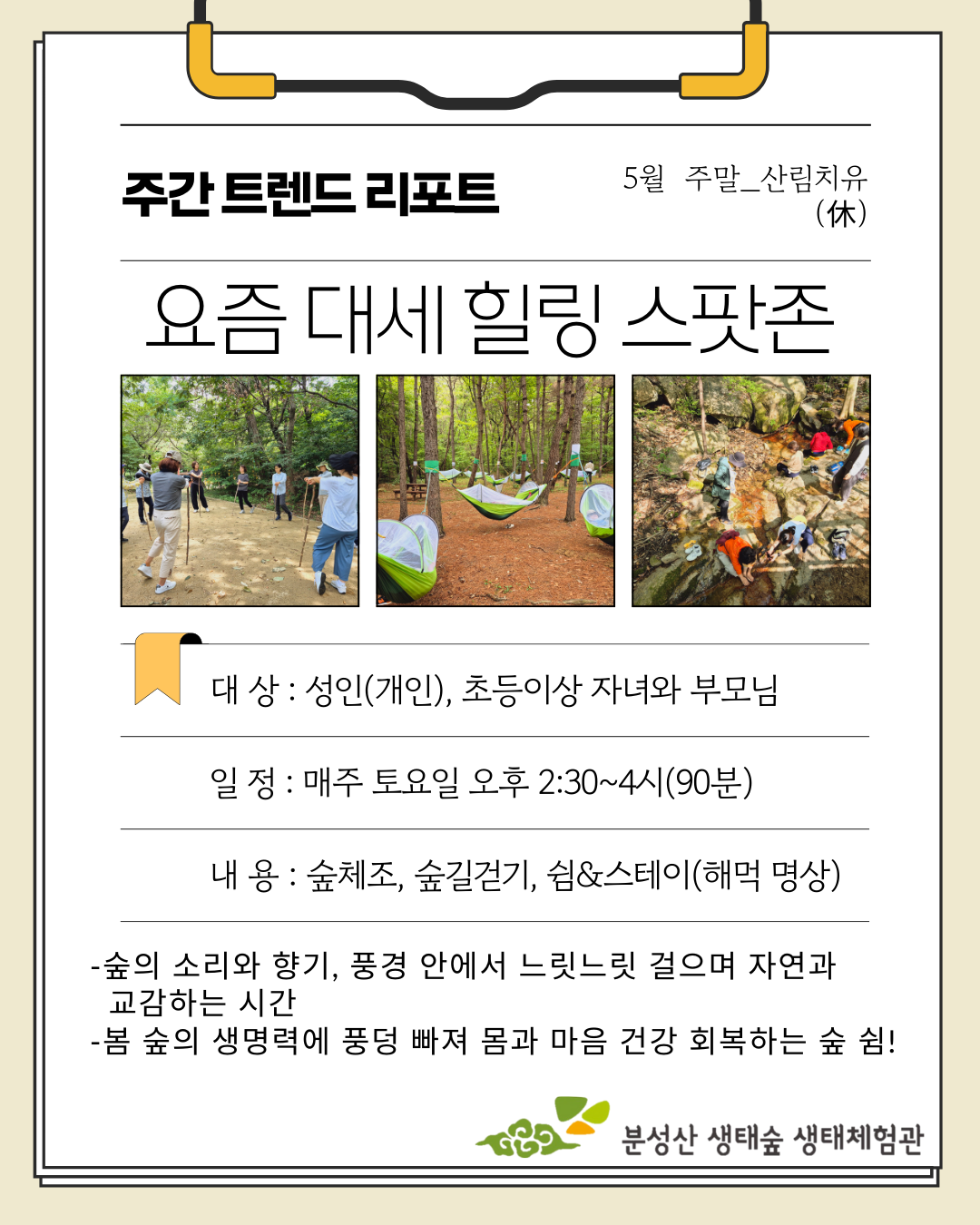 5월 주말 산림치유 프로그램