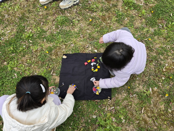 예쁜 꽃들로 꽃그림을 그렸어요