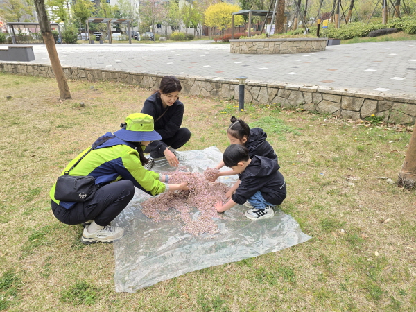 벚꽃을 만져보며 놀아요