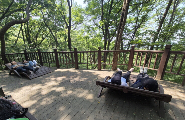 와상의자에 누워 휴식중~~